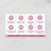 Carte De Visite Parties scintillant Botox Rose Instruction de remp (Dos)