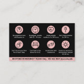 Carte De Visite Parties scintillant Botox Rose Instruction de remp (Dos)