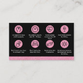 Carte De Visite Parties scintillant Botox Rose Instruction de remp (Dos)