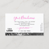 Carte De Visite Parties scintillant brillante en argent blanc avec (Dos)