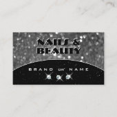 Carte De Visite Parties scintillant brillante noire et argentée br (Devant)