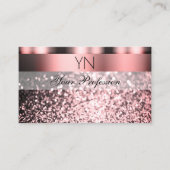 Carte De Visite Parties scintillant brillante rose Rose avec Monog (Devant)