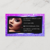Carte De Visite Parties scintillant brillante rose violet avec pho (Dos)