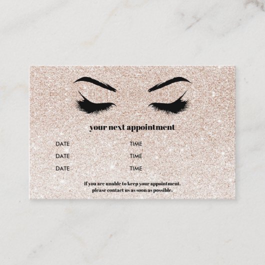 Carte De Visite Parties scintillant champagne rose Browbar Eyelash (Devant)