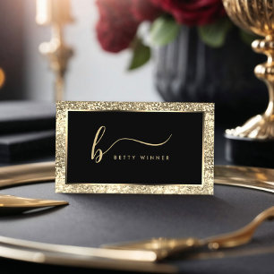 Carte De Visite Parties scintillant Champagne Script Monogramme Lu