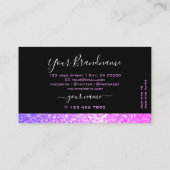 Carte De Visite Parties scintillant chatoyante noire rose violet é (Dos)