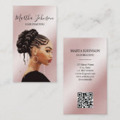 Carte De Visite Parties scintillant Chic Afro American Braids Brai (Devant / Derrière)