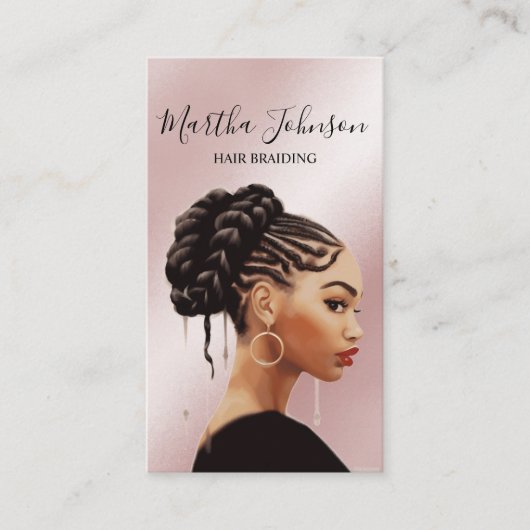 Carte De Visite Parties scintillant Chic Afro American Braids Brai (Devant)