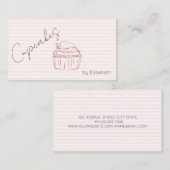 Carte De Visite Parties scintillant Chic Cupcake fraise rayé (Devant / Derrière)