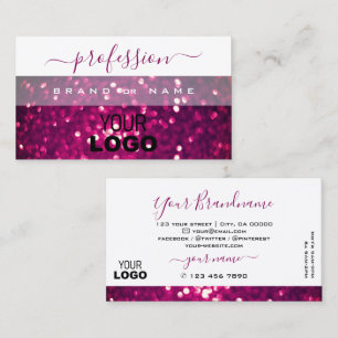 Carte De Visite Parties scintillant chic rose violet avec logo
