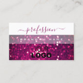 Carte De Visite Parties scintillant chic rose violet avec logo (Devant)