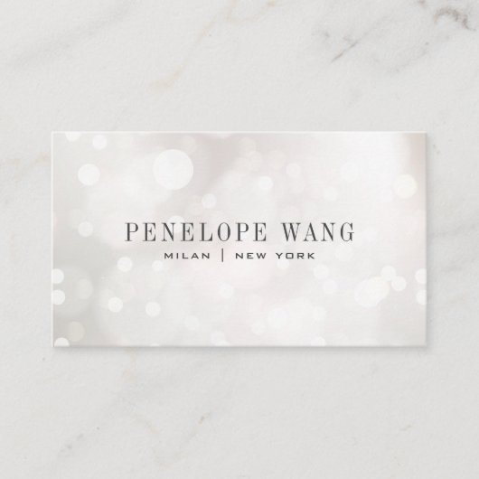 Carte De Visite Parties scintillant chic Whimsy Silver White Bokeh (Devant)