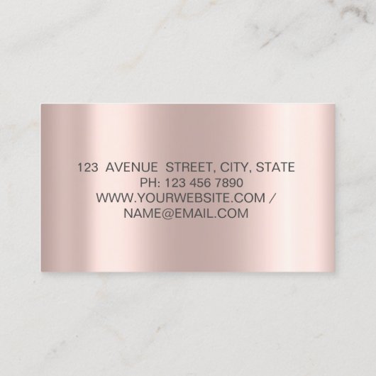 Carte De Visite Parties scintillant Ciseaux modernes  Rose de chev (Dos)