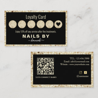 Carte De Visite Parties scintillant Coin ongles Loyalty Card