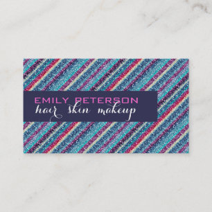 Carte De Visite Parties scintillant colorée Retro Stripes Motif 2 