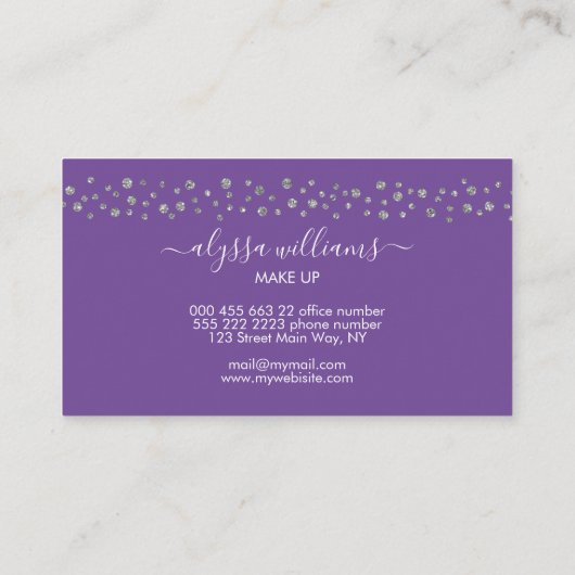 Carte De Visite Parties scintillant Confetti d'argent Script moder (Dos)