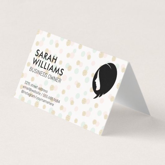 Carte De Visite Parties scintillant Confetti | Point Polka | Beaut (Devant)