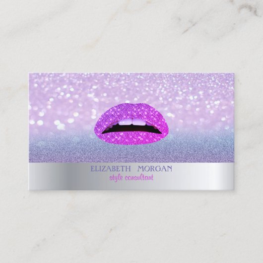 Carte De Visite Parties scintillant Cool moderne Bokeh Ombre Lips (Devant)