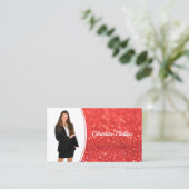 Carte De Visite Parties scintillant corail professionnel Photo per (Debout devant)