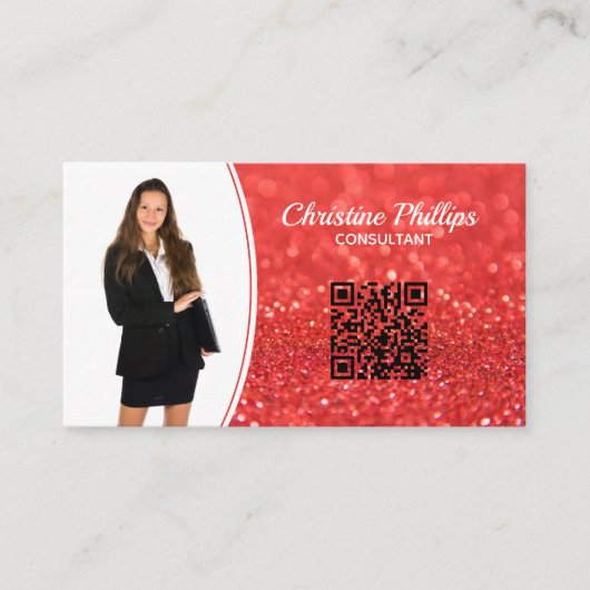Carte De Visite Parties scintillant corail professionnel Photo per (Devant)