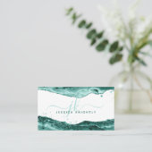 Carte De Visite Parties scintillant d'Agate Turquoise Script (Debout devant)