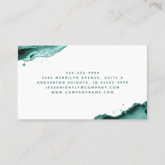 Carte De Visite Parties scintillant d'Agate Turquoise Script (Dos)