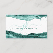 Carte De Visite Parties scintillant d'Agate Turquoise Script (Devant)