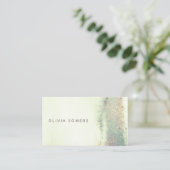 Carte De Visite Parties scintillant d'aquarelle Abstraite verte (Debout devant)