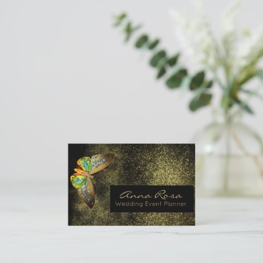 Carte De Visite *~* Parties scintillant d'aquarelle or Papillon do (Debout devant)