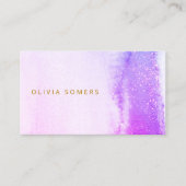 Carte De Visite Parties scintillant d'aquarelle rose violet tendan (Devant)