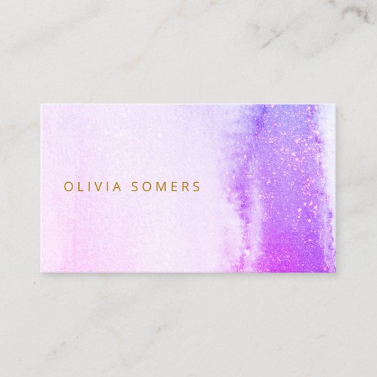 Carte De Visite Parties scintillant d'aquarelle rose violet tendan (Devant)