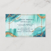 Carte De Visite Parties scintillant d'aquarelle turquoise et or (Dos)