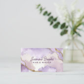 Carte De Visite Parties scintillant d'aquarelle violet et or (Debout devant)