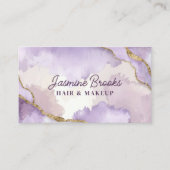 Carte De Visite Parties scintillant d'aquarelle violet et or (Devant)