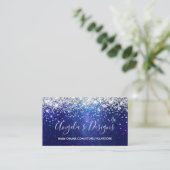 Carte De Visite Parties scintillant d'argent Aqua Blue Galaxy Bout (Debout devant)