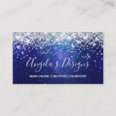 Carte De Visite Parties scintillant d'argent Aqua Blue Galaxy Bout (Devant)