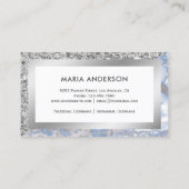 Carte De Visite Parties scintillant d'argent Dusty Blue Marble maq (Dos)