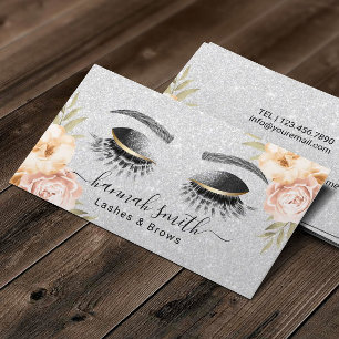 Carte De Visite Parties scintillant d'argent Lashes & Brows Beauté