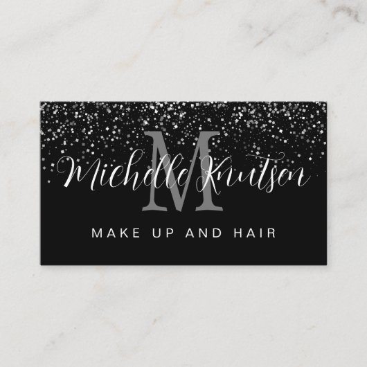 Carte De Visite Parties scintillant d'argent Maquillage noir Artis (Devant)
