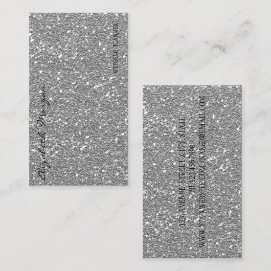 Carte De Visite Parties scintillant d'argent moderne élégant profe (Devant / Derrière)