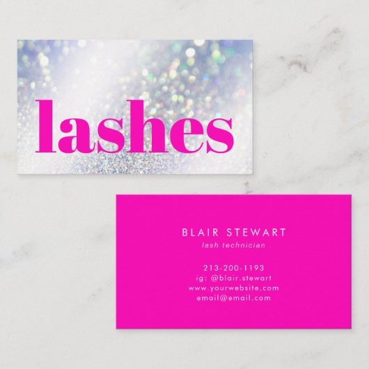 Carte De Visite Parties scintillant d'argent moderne Lashes d'irid (Devant / Derrière)