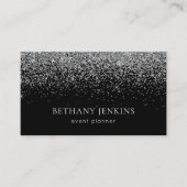 Carte De Visite Parties scintillant d'argent noir chic (Devant)