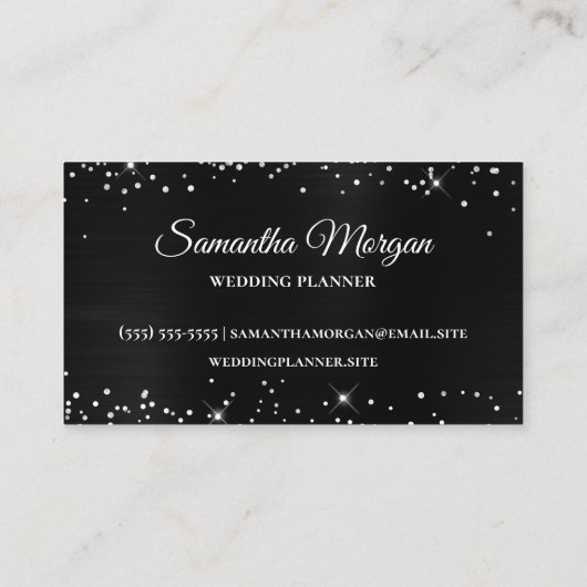 Carte De Visite Parties scintillant d'argent Noir huile Fancy Mono (Dos)