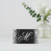 Carte De Visite Parties scintillant d'argent Noir huile Fancy Mono (Debout devant)