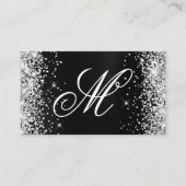 Carte De Visite Parties scintillant d'argent Noir huile Fancy Mono (Devant)