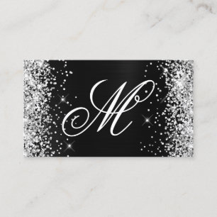 Carte De Visite Parties scintillant d'argent Noir huile Fancy Mono