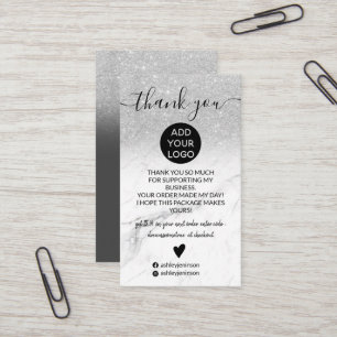 Carte De Visite parties scintillant d'argent ombre marbre ordre me