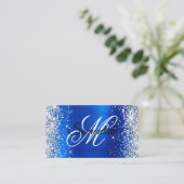 Carte De Visite Parties scintillant d'argent Royal Blue Foil Fancy (Debout devant)