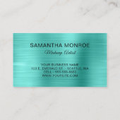 Carte De Visite Parties scintillant d'argent Turquoise Foil Fancy  (Dos)