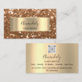Carte De Visite Parties scintillant de cadre en or en cuivre Code  (Devant / Derrière)